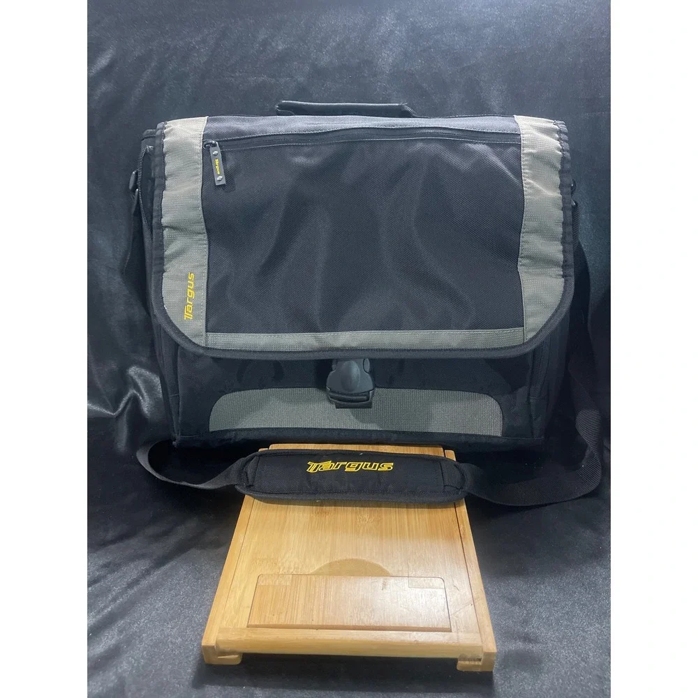 Targus Laptop Messenger Bag Black Gray Tech Briefcase Shoulder Strap Travel Case